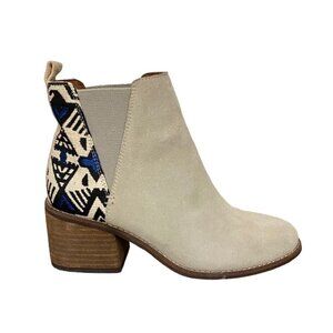 Toms Esme Birch Suede Chelsea Boots with Embroidery Size 6